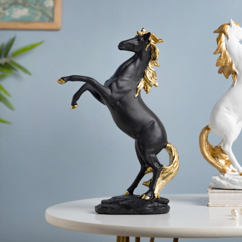 Horse Sculpture Decor Object Black 11.5 Inch