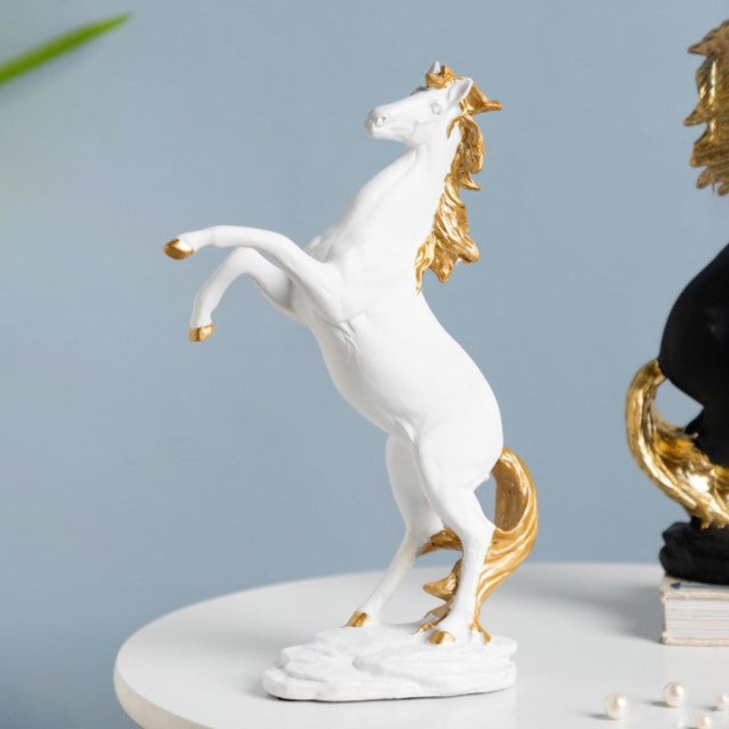 Horse Sculpture Decor Object White 11.5 Inch