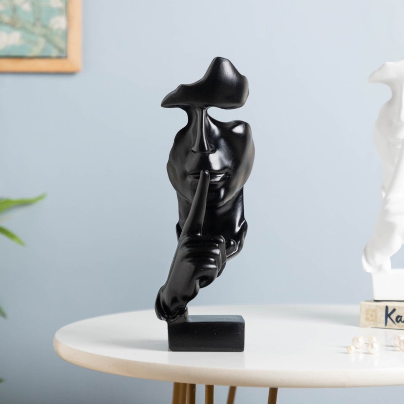 Modern Art Resin Decor Object Black 10.5 Inch