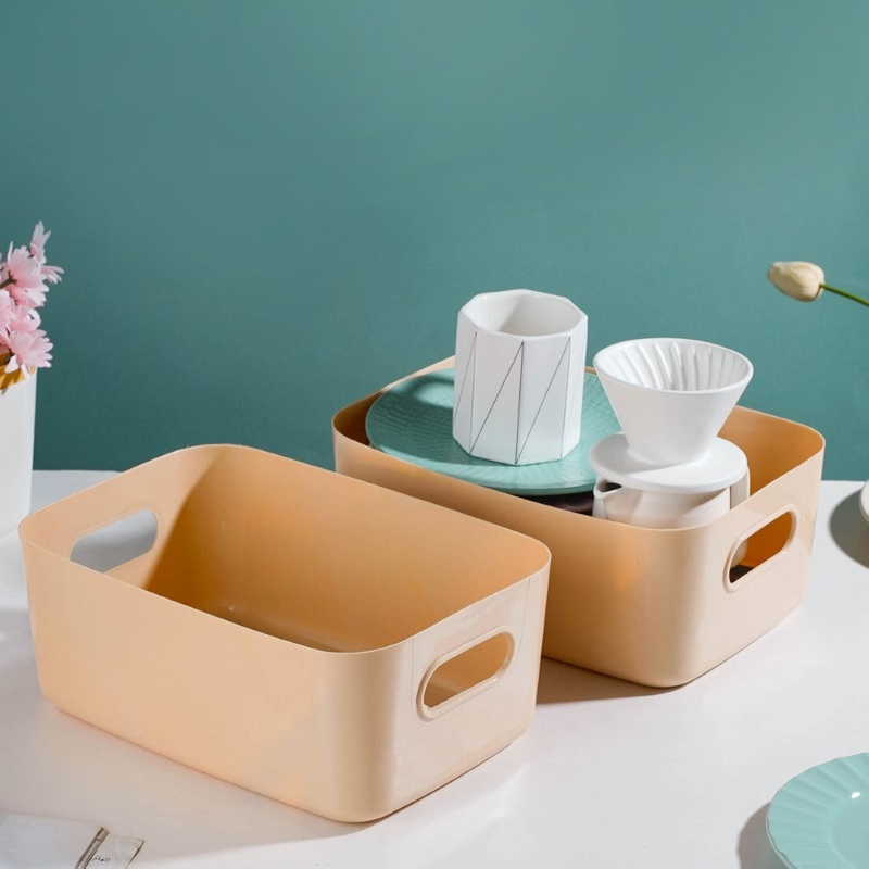 Multipurpose Storage Basket Beige Set Of 2 11 Inch