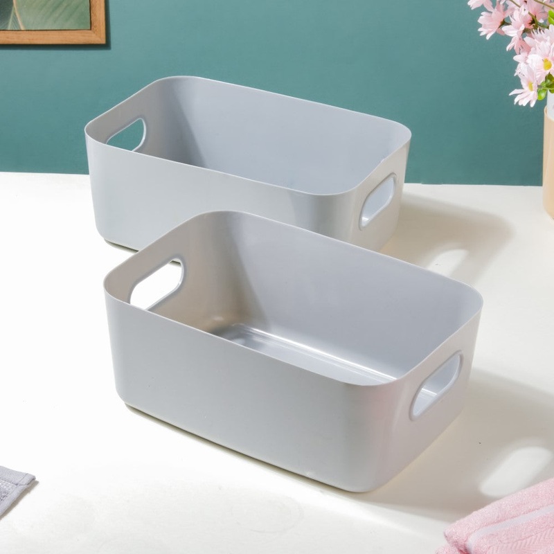 Multipurpose Storage Basket Grey Set Of 2 11 Inch