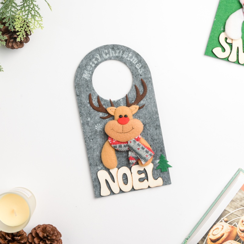 Noel Reindeer Door Tag Grey 8.5 Inch