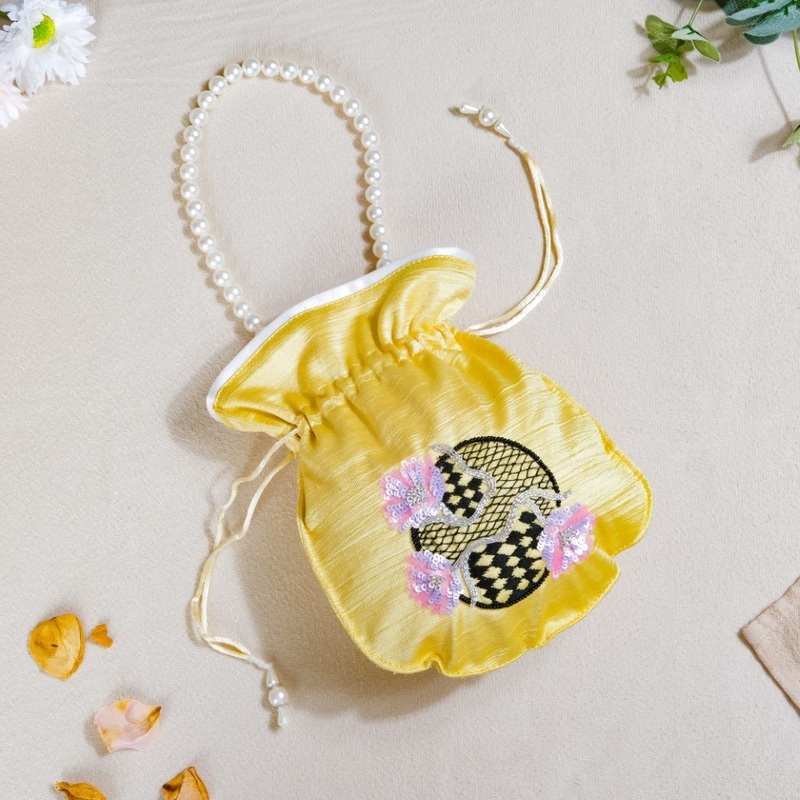 Noor Floral Potli Bag Yellow