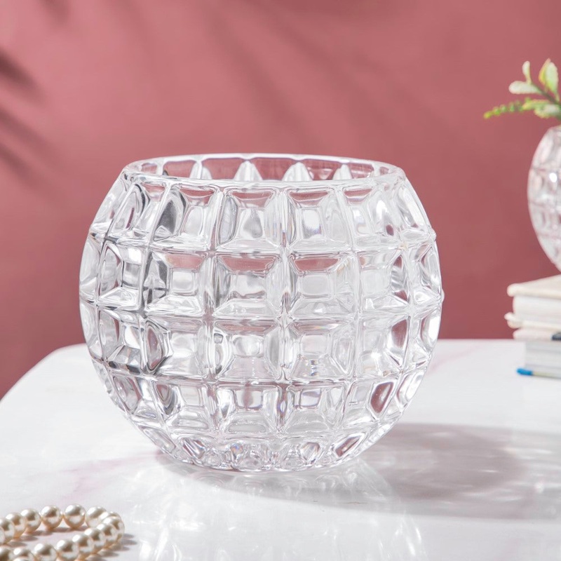 Ornate Crystal Glass Flower Vase Large