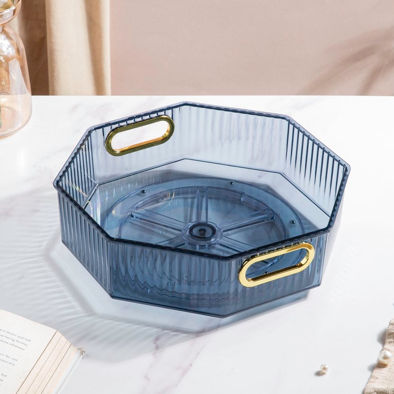 Serafina Octagon Rotating Tray Blue 10 Inch