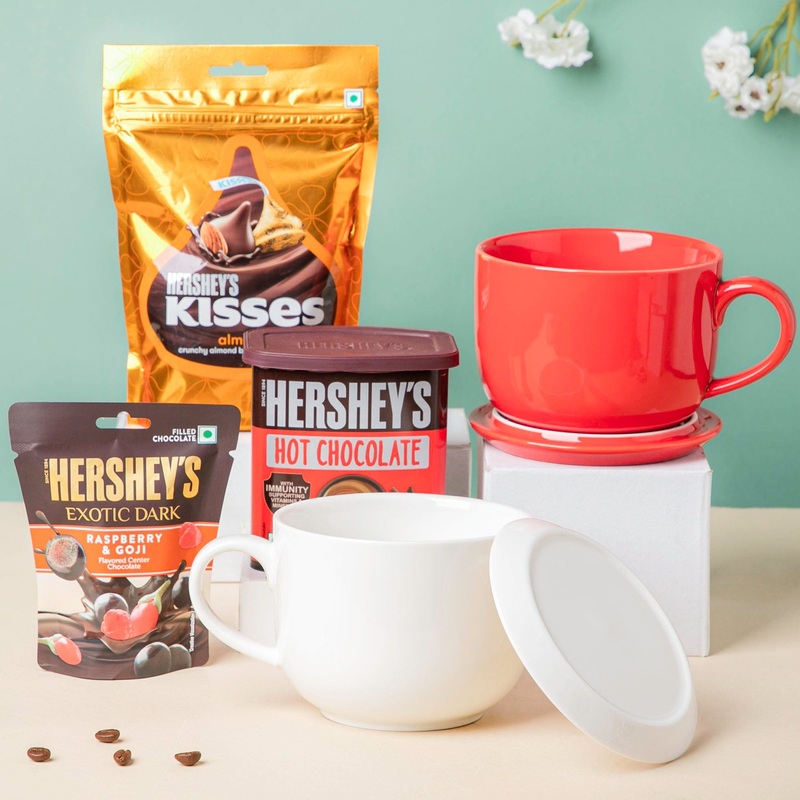 Dessert Cup And Hot Chocolate Gift Hamper Set Of 5
