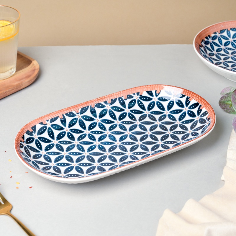 Floret Ceramic Long Plate 11.5 Inch