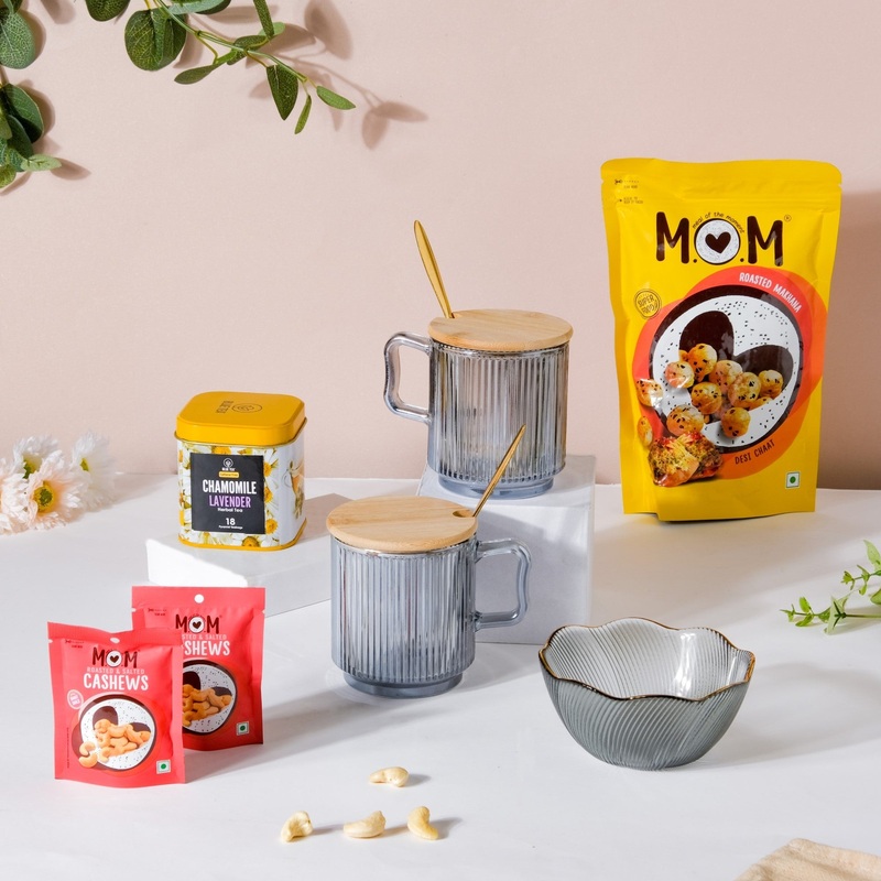 Glass Mug And Chamomile Tea Festive Hamper Set Of 6