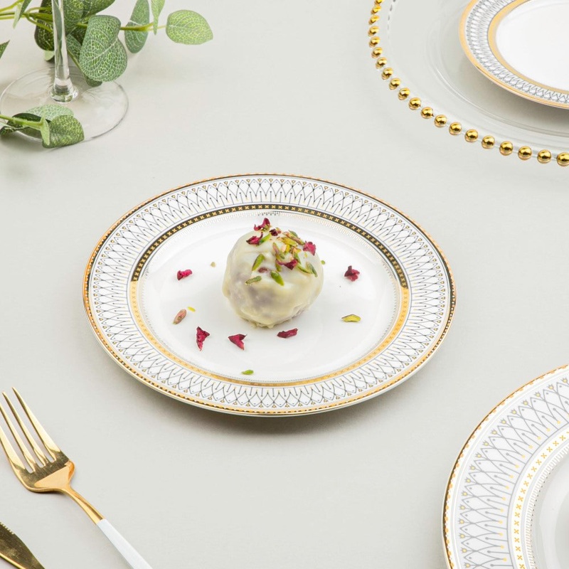 Gold Detailed Glam Quarter Plate 8 Inch