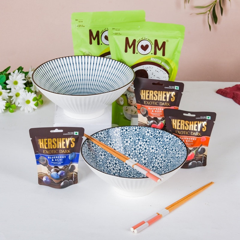 Meraki Noodle Bowl And Chopstick Gift Hamper Set Of 9
