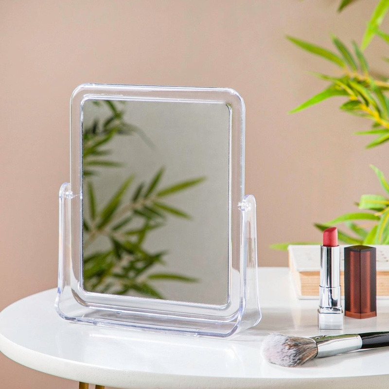 Minimal Transparent Double Sided Movable Table Mirror
