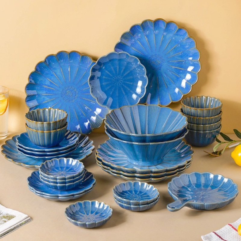 Ocean Blue 27 Piece Dinner Set For 6