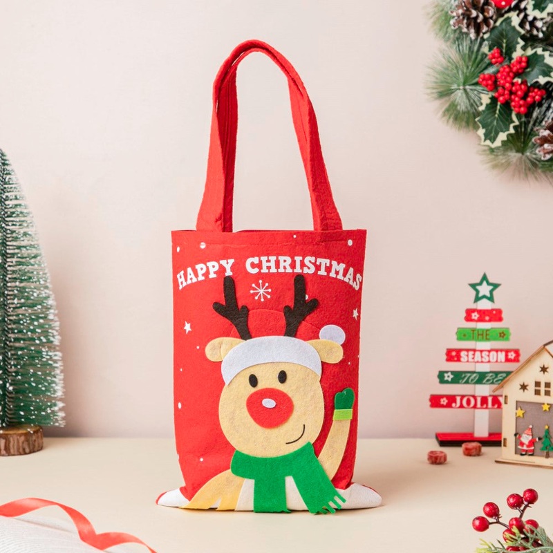 Reindeer Christmas Gift Bag Red 10.5 Inch