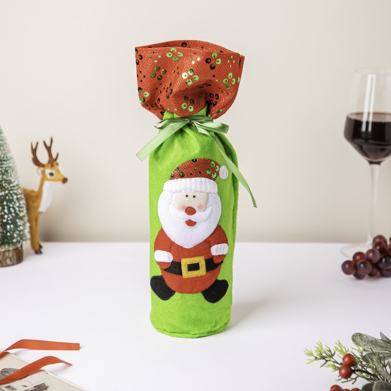 Santa Party Wine Bottle Gift Bag For Christmas 12 Inch