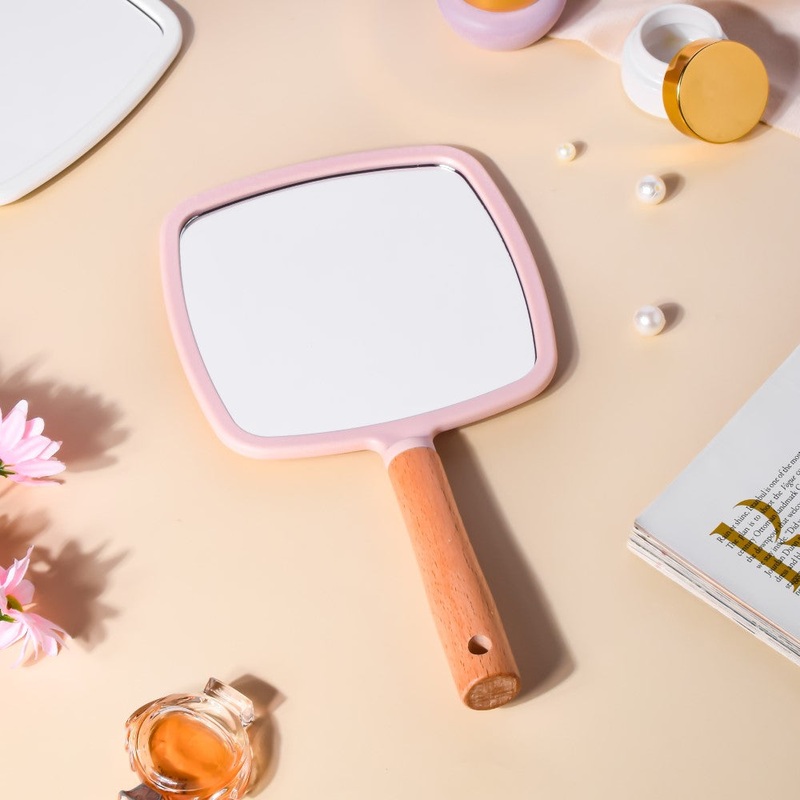 Sleek Square Handheld Mirror Pink