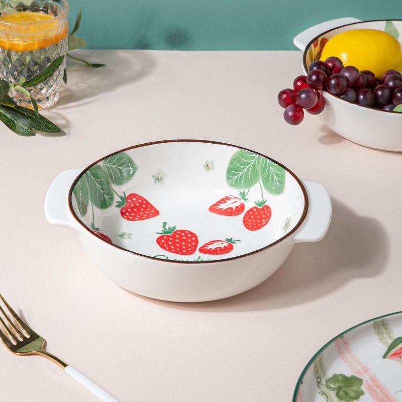 Strawberry Baking Bowl With Handles 7.5 Inch 500 ml