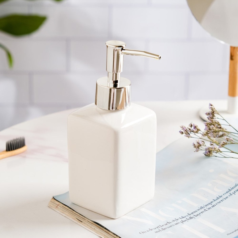 Celestria Ceramic Dispenser With Nozzle White 6 Inch