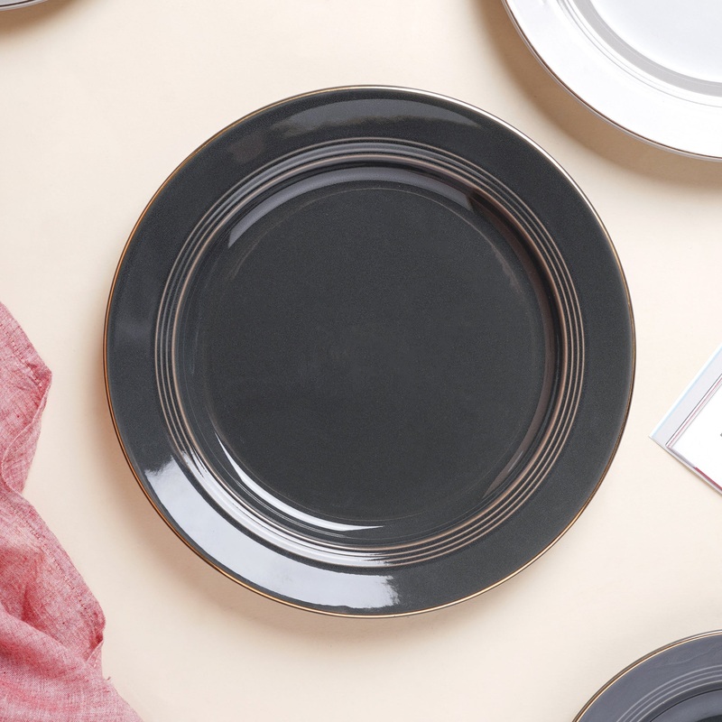 Ceramic Clay Snack Plate Black 8 Inch