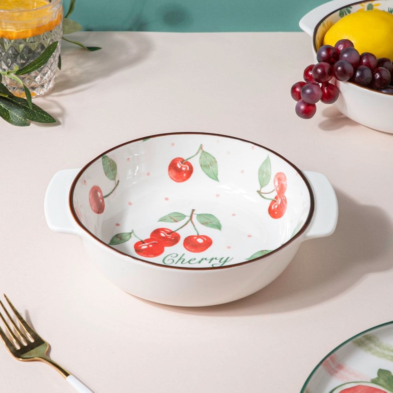 Cherry Baking Bowl With Handles 7.5 Inch 500 ml