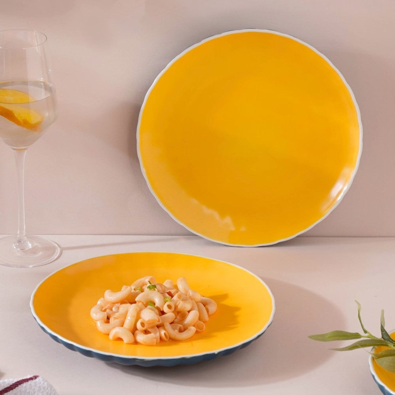 Chrome Dinner Plate Blue 9.5 Inch Set Of 2