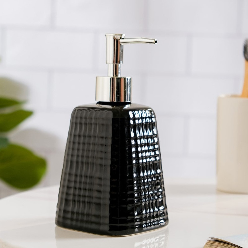 Geometric Ceramic Pump Dispenser Black 7 Inch