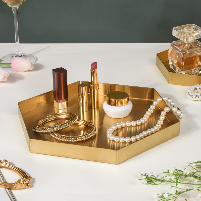 Hexa Decoration Tray Golden Large