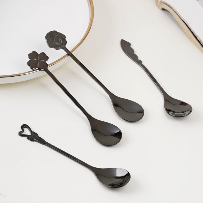 Luxe Stainless Steel Teaspoon Set Of 4 Black