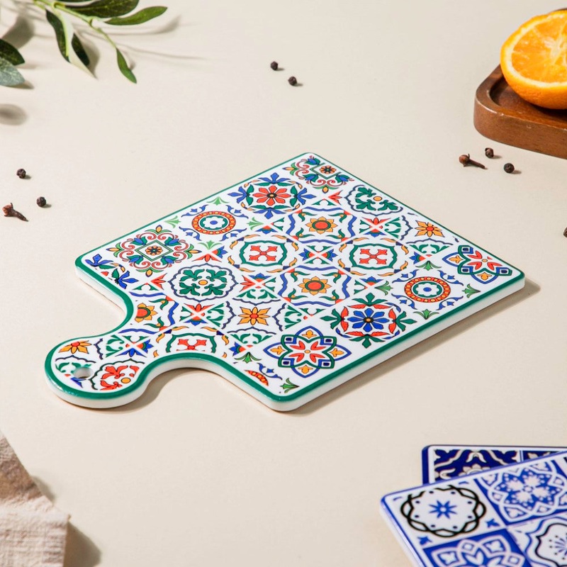 Mediterranean Trivet With Handle Multicolour 9 Inch