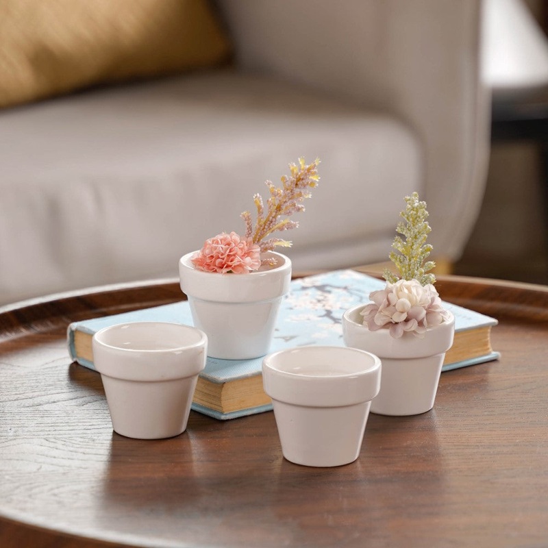 Mini Pot For Table Decor White Set of 4