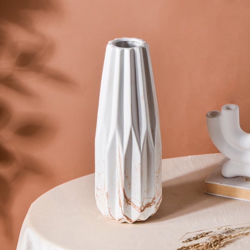 Modern Marble Pattern Ceramic Vase White
