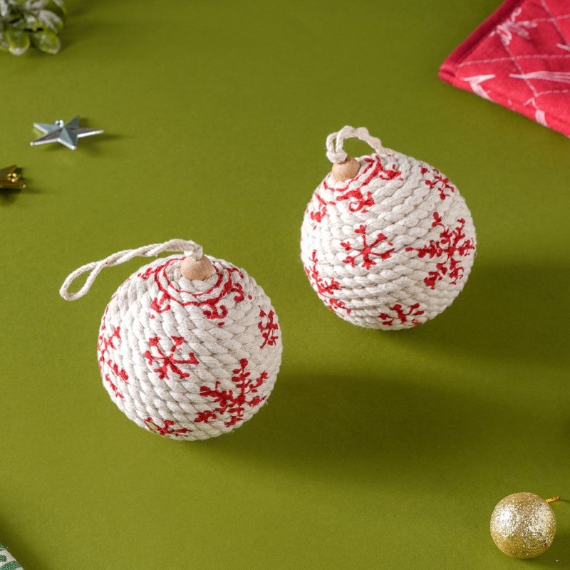 Snowflake Christmas Hanging Ornament Set Of 2