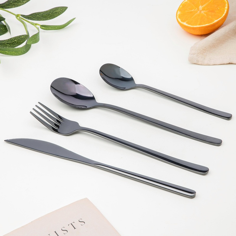 Vintage Stainless Steel Cutlery Set Of 4 Black