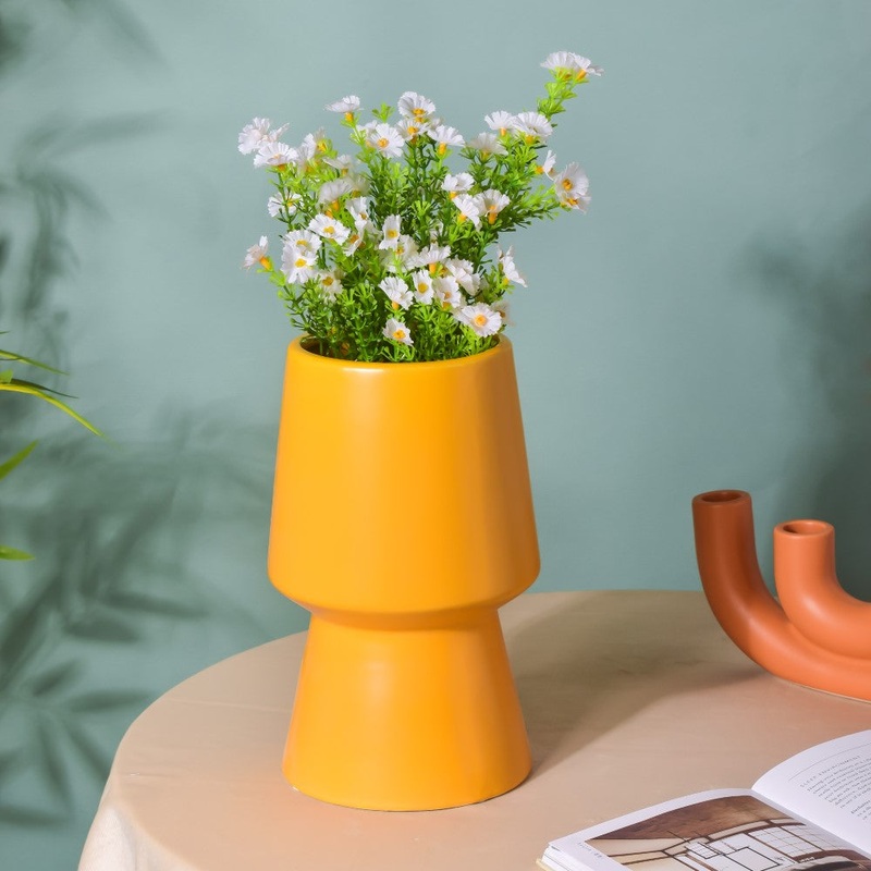 Aureolin Ceramic Matte Vase Yellow