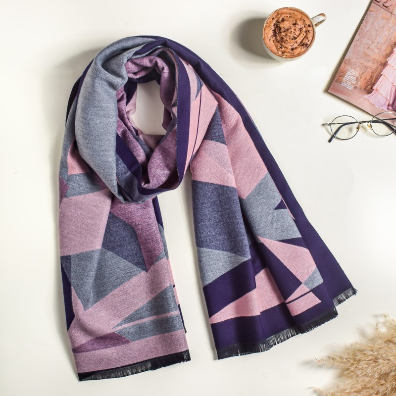 Cashmere Craft Geometric Pattern Long Scarf