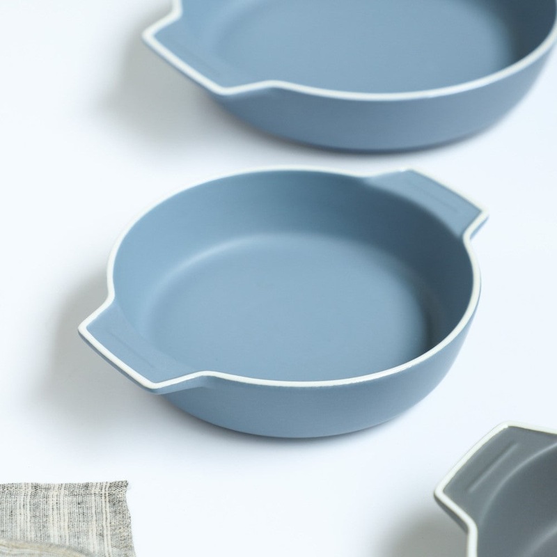 Ceramic Baking Pot Blue Small 400ml