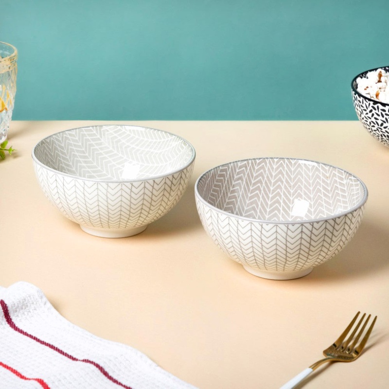 Chevron Grey Soup Bowl 400ml Set Of 2