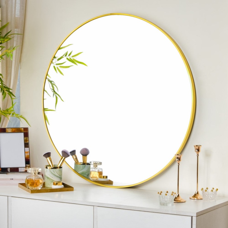Decorative Wall Mirror Gold Large 31 Inch