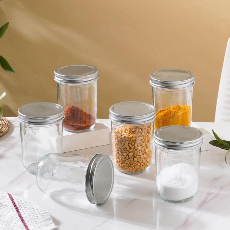 Glass Storage Jars With Lid Set Of 6 Large 400ml