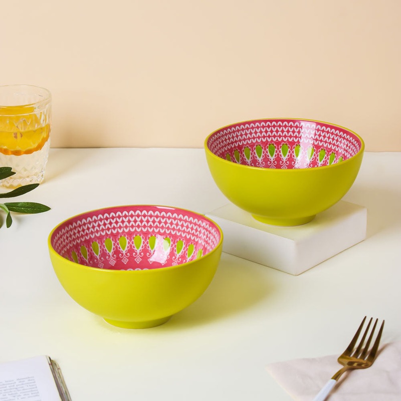 Mandala Pop Snack Bowl Green 400ml Set Of 2