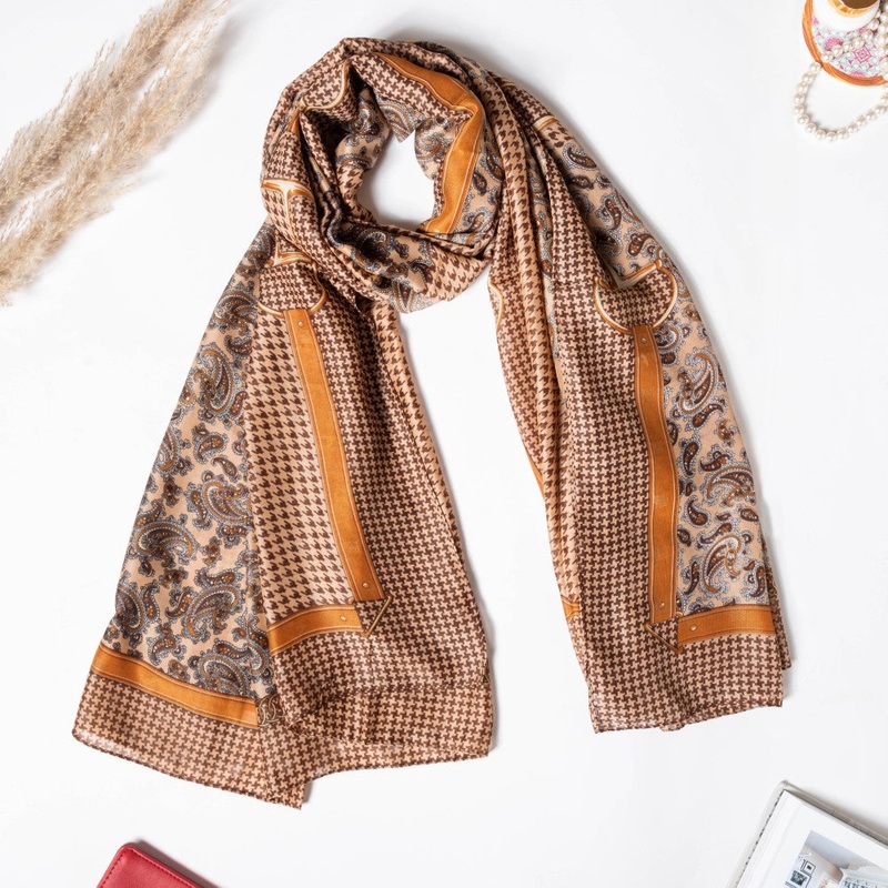 Paisley And Houndstooth Printed Winter Scarf