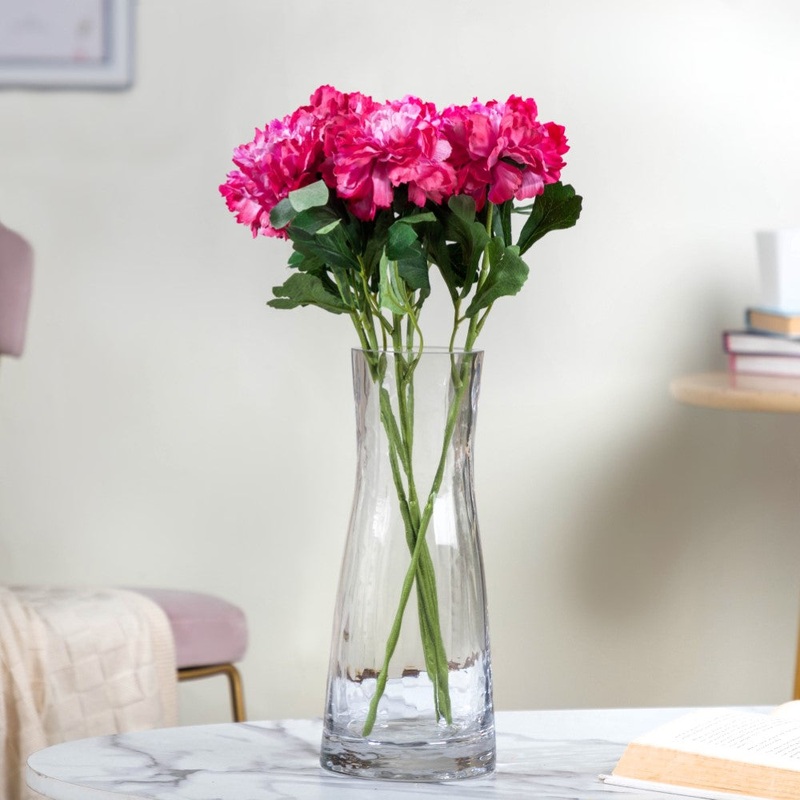 Peony Artificial Flower Maroon Set Of 5