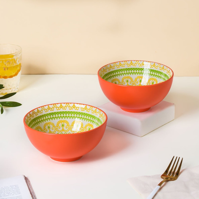 Pop Mandala Snack Bowl Orange 400ml Set Of 2