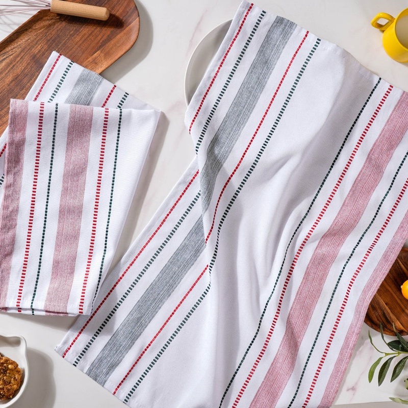 Red And Green Patterned Cleaning Towel Set Of 2