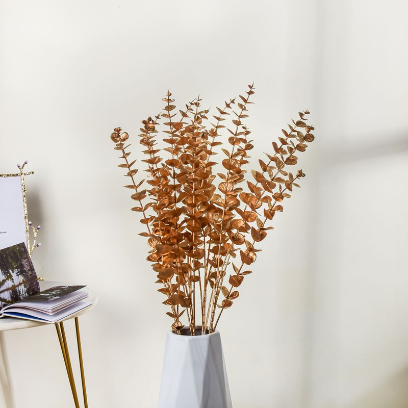 Artificial Eucalyptus Decor Stem Gold Set Of 4