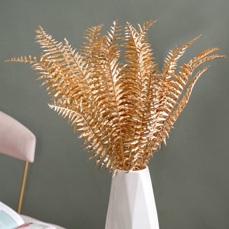 Artificial Fern Leaf Stem Gold Set Of 4