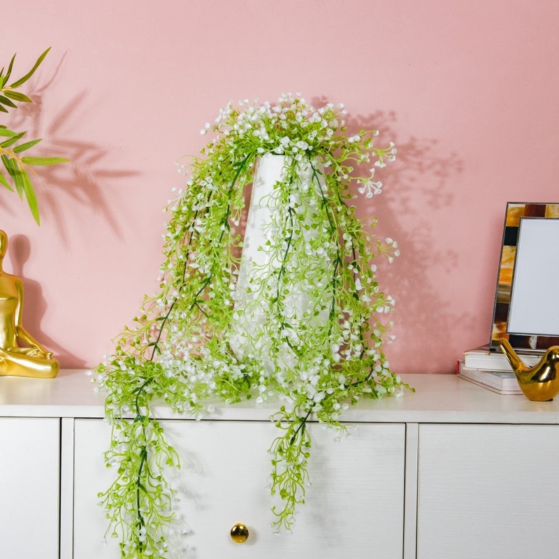 Artificial Hanging Willow Flowers Bunch Green