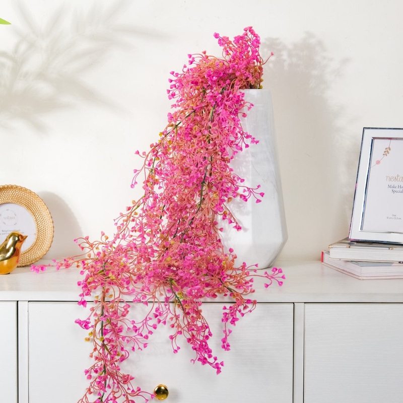 Artificial Hanging Willow Flowers Bunch Pink