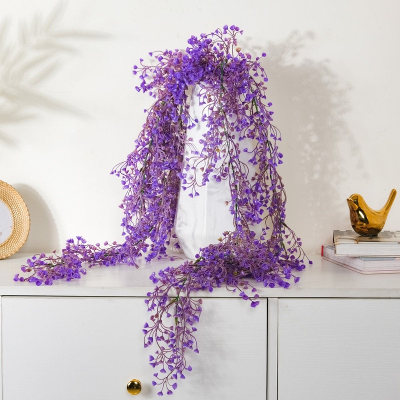 Artificial Hanging Willow Flowers Bunch Purple