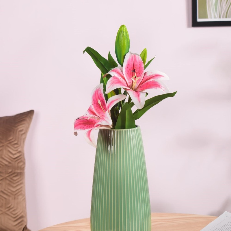 Artificial Lily Stem Pink Set Of 2