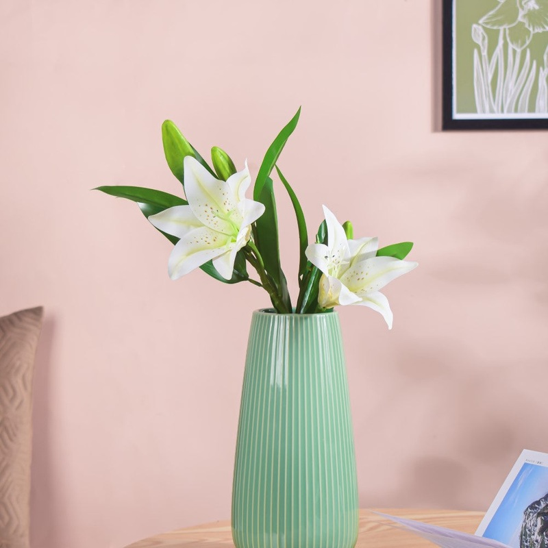 Artificial Lily Stem White Set Of 2